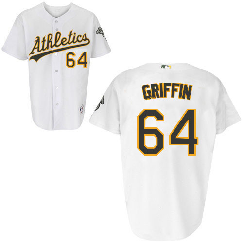 A-J Griffin #64 Youth Baseball Jersey-Oakland Athletics Authentic Home White Cool Base MLB Jersey